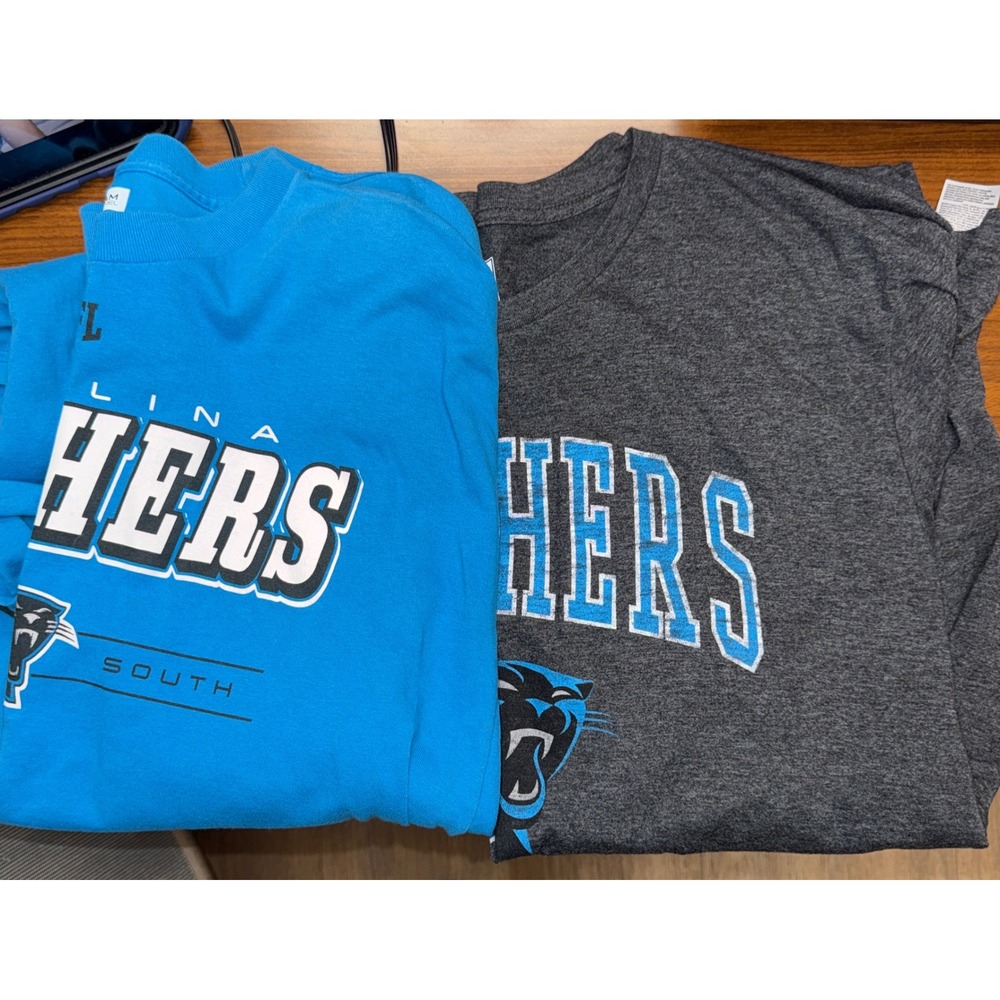 Mens NFL Team Apparel Carolina Panthers Shirt Lot 2XL Blue Long Sleeve Charcoal